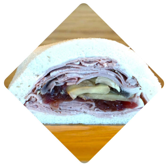 Porchetta, funghi e cipolle caramellate